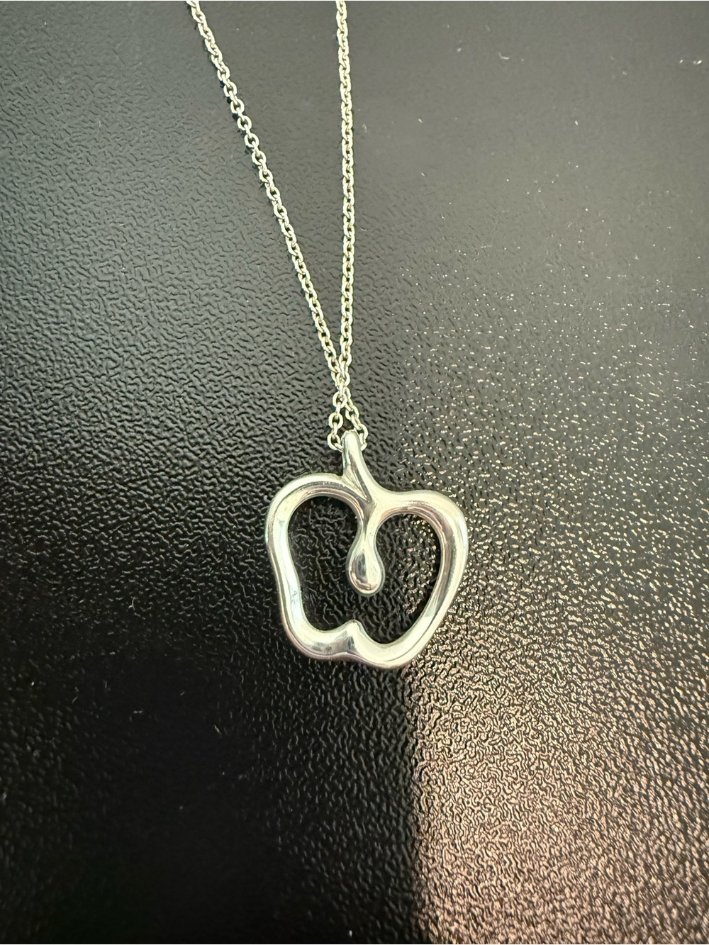 Tiffany & Co. Elsa Peretti open apple pendant necklace sterling silver with exte